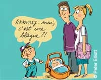 “Relations frères-sœurs&nbsp;: quand faut-il s'en mêler&nbsp;?” Texte&nbsp;: Anne Bideault - Illustrations&nbsp;: Peter Elliott - Supplément pour les parents du n° 599 de Pomme d’Api, janvier 2016