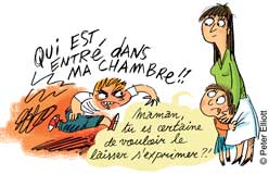 “Relations frères-sœurs : quand faut-il s'en mêler ?” Texte : Anne Bideault - Illustrations : Peter Elliott - Supplément pour les parents du n° 599 de Pomme d’Api, janvier 2016