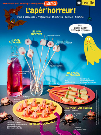Téléchargez les recettes d'Halloween - Texte: Bruno Muscat. Stylisme et réalisation : Charlotte Vannier. Photos : Didier Bizet. Illustrations : Laurent Simon.