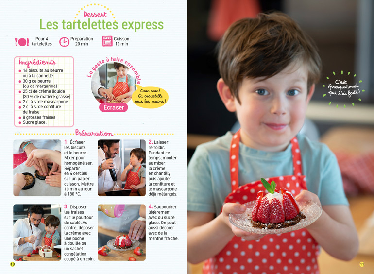“Dessert : les tartelettes à la fraise express de Grégory Cohen”, supplément pour les parents du magazine Pomme d'Api n°677, juillet 2022. Photos : Benoît Teillet.