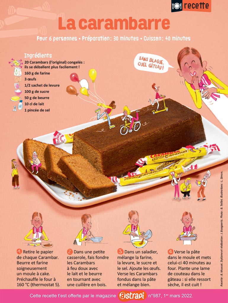 “Recette : la carambarre”, Astrapi n°987, 1er mars 2022. Photo : B. Teillet. Illustrations : L. Simon.