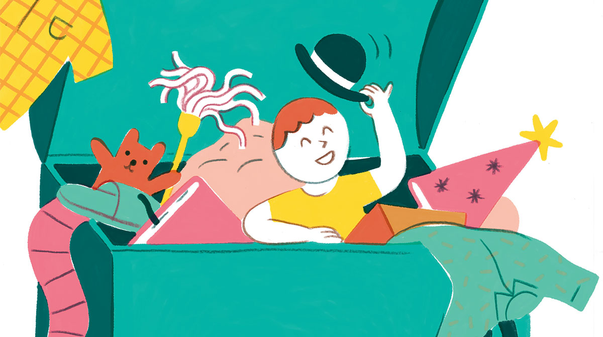 '@ Illustration : Julie Escoriza. Les Amuse-mots : Chouette, c’est Mardi gras !, Les Belles Histoires n°614, février 2024.