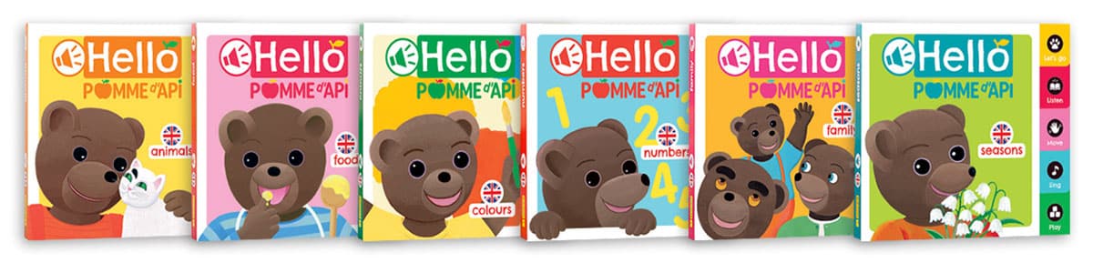 Hello Pomme d'Api - 6 volumes : les animaux, la nourriture, les couleurs, les chiffres, la famille, les saisons.