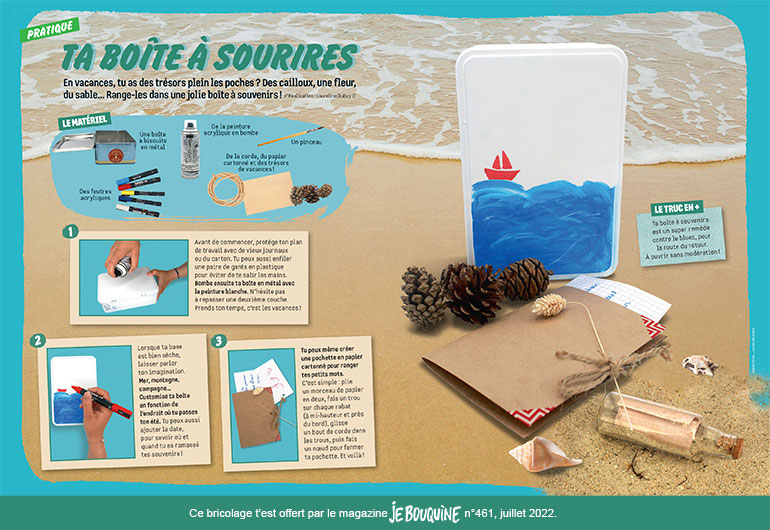 “Ta boîte à sourires”, Je bouquine n°461, juillet 2022. Photo : Laureline Dubuy.