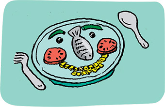 À TABLE ! Ensemble, c'est meilleur ! Illustration : Muzo.