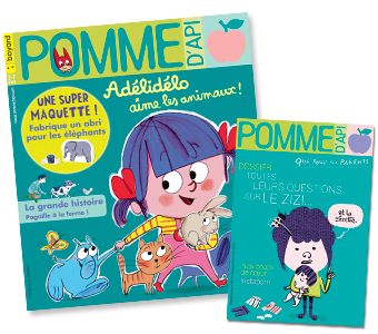 Couverture du magazine Pomme d'Api n°637, mars 2019, et son supplément pour les parents. Couverture du magazine Pomme d'Api n°637, mars 2019, et son supplément pour les parents.