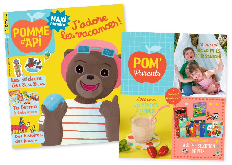 Couverture du magazine Pomme d'Api n° 689, juillet 2023 - Maxi numéro&nbsp;: J'adore les vacances ! - Supplément pour les parents&nbsp;: Des activités pour s'amuser tout seul - Des activités pour partager de bons moments avec votre enfant - La super sélection de l'été