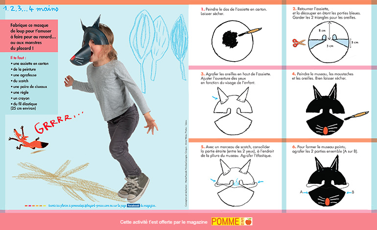 Bricolage : fabriquer un masque de loup n°612 - Pomme d'Api