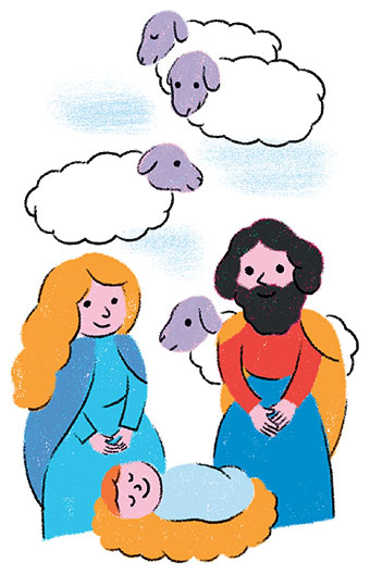 “La crèche de Noël : tradition culturelle ou symbole chrétien ?”, supplément pour les parents du magazine Pomme d’Api n°658, décembre 2020. Texte : Anne Bideault. Illustrations : Claire Perret.