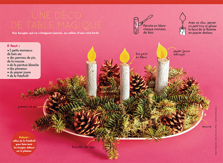 © “Bricolage de Noël : une déco de table magique”, Pomme d'Api n°670, décembre 2021. Photo : Geoffroy de Boismenu.