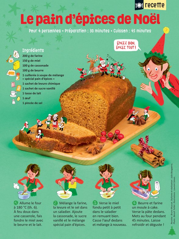 “Le pain d'épices de Noël”, Astrapi n°915, décembre 2018. Recette : Bruno Muscat. Stylisme et réalisation : Julie Boogaerts. Photo : Benoît Teillet. Illustrations : Laurent Simon. “Le pain d'épices de Noël”, Astrapi n°915, décembre 2018. Recette : Bruno Muscat. Stylisme et réalisation : Julie Boogaerts. Photo : Benoît Teillet. Illustrations : Laurent Simon.