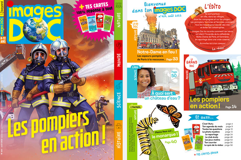 Sommaire du magazine Images Doc n°404, août 2022 - Les pompiers en action !