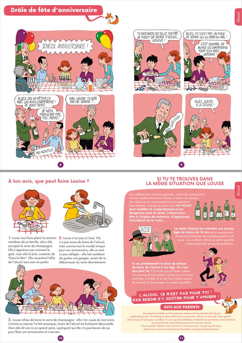 Livret réalisé par les Opérations Spéciales de Bayard Média Développement pour la MILDECA - Mission interministérielle de lutte contre les drogues et les conduites addictives, en partenariat avec Images Doc et J'aime lire Max. Textes : Pauline Payen. Illustrations : Alexandre Franc.