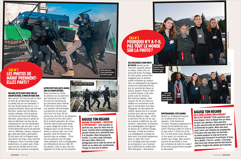 Extrait du magazine Phosphore n°507. Les photos de manif prennent-elles parti ?