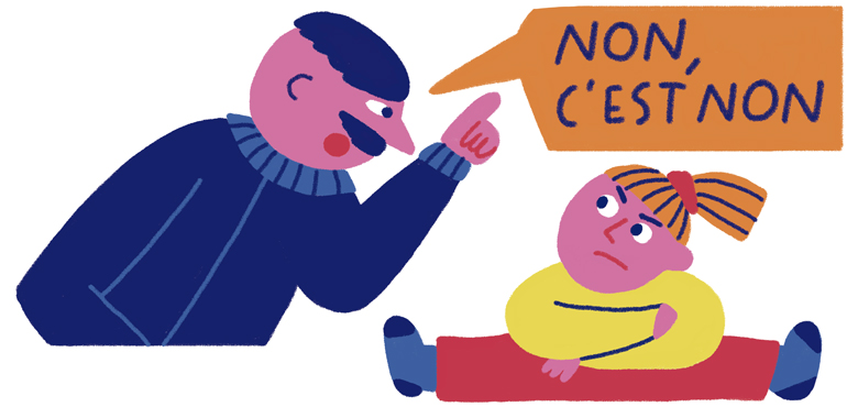 “Son mot favori : NON”, extrait du supplément pour les parents du magazine Popi n° 380, avril 2018. Texte : Anne Bideault. Illustrations : Cachetejack. “Son mot favori : NON”, extrait du supplément pour les parents du magazine Popi n° 380, avril 2018. Texte : Anne Bideault. Illustrations : Cachetejack.