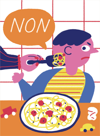 “Son mot favori : NON”, extrait du supplément pour les parents du magazine Popi n° 380, avril 2018. Texte : Anne Bideault. Illustrations : Cachetejack. “Son mot favori : NON”, extrait du supplément pour les parents du magazine Popi n° 380, avril 2018. Texte : Anne Bideault. Illustrations : Cachetejack.