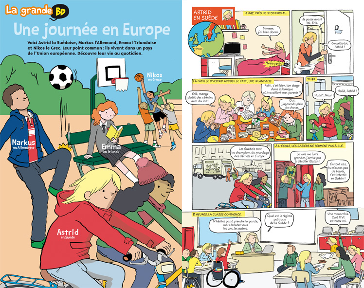 Une journée en Europe - BD - Images Doc - Mai 2014 - © Illustrations : M. de Radiguès.