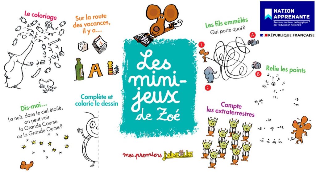 Des jeux pour les lecteurs débutants : “Mini-jeux de Zoé” sur le site du magazine J'aime lire.