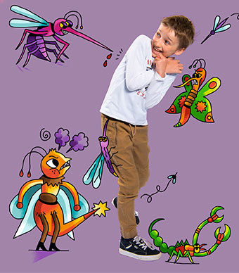 J'ai peur des guêpes. Astra+ Émotions : Même pas peur !, Astrapi n°1023, 1er novembre 2023. Photos : B. Teillet. Illustrations : S. Touache.