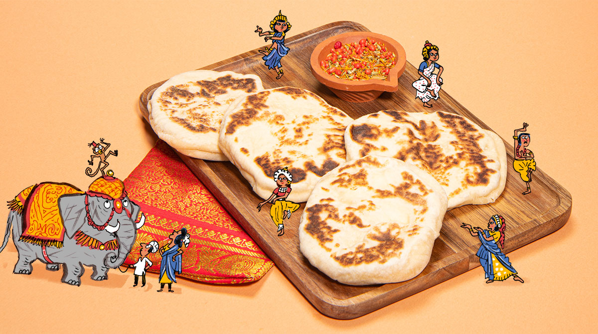 Recette des naans au fromage d'Astrapi. Photo : Benoît Teillet. Illustrations : Laurent Simon. Astrapi n°1051.