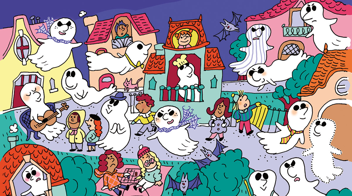 Pour s’amuser et frissonner avec les mots, votre enfant a rendez-vous avec Michou, le plus foufou des fantômes de Villebarou. Au programme : une comptine ; une devinette ; une histoire à trous à lire à deux (La nuit des chocottes), et un jeu de « Cherche et trouve » où les fantômes s'en donnent à cœur joie.