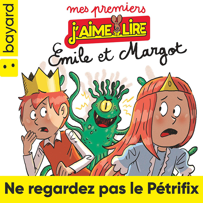 Histoire audio : Ne regardez pas le Pétrifix. Mes premiers J'aime lire avec Émile et Margot. Illustration : Olivier Deloye.