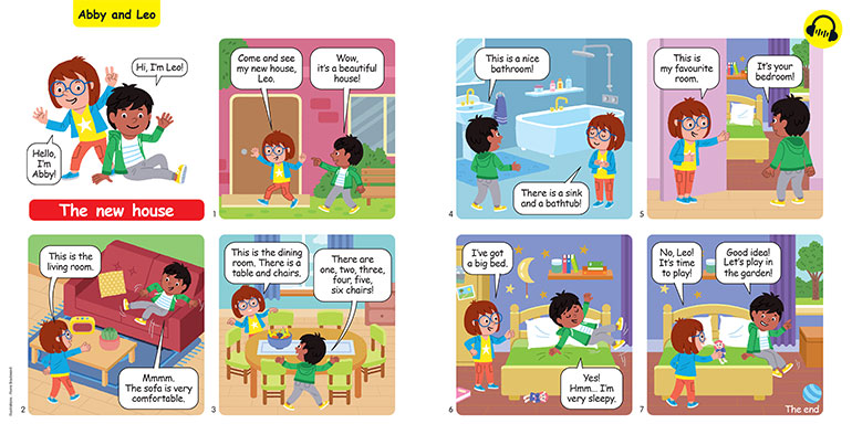 Avec Abby et Leo, les petits héros de l’appli I Love English 5-8 ans, votre enfant découvre du vocabulaire et des phrases du quotidien.