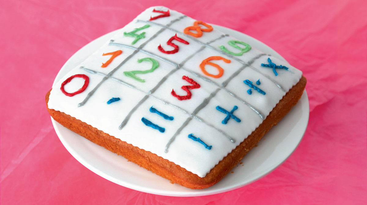 Recette en anglais et en français de gâteau facile à faire par les enfants : le “calculator cake”
