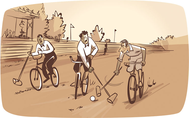 Le polo-vélo. Les sports mis sur la touche, Images Doc n°428, août 2024. Illustration : Renaud Collin.