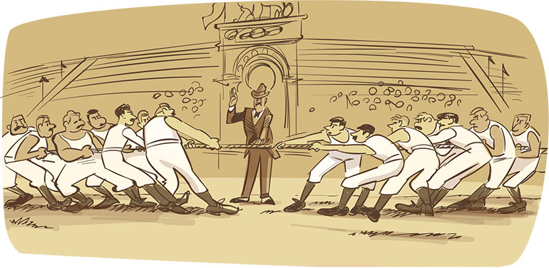 Le tir à la corde. Les sports mis sur la touche, Images Doc n°428, août 2024. Illustration : Renaud Collin.