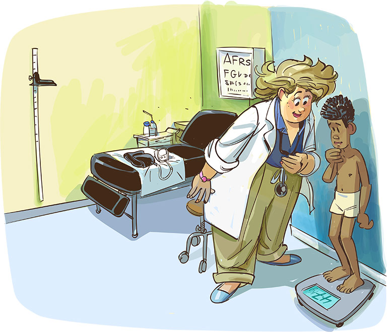 Pour te soigner, le médecin doit calculer quelle quantité de médicament il te faut. Cela dépend de ton poids, de ton âge et de ton état de santé. Cette quantité de médicament s’appelle une dose. Il est important de la respecter. Car si tu prends moins que la dose prescrite, le médicament ne te soignera pas bien. Et si tu dépasses la dose, cela peut devenir dangereux ! Images Doc n° 434. Texte : Olivier Voizeux. Illustration : Renaud Collin.