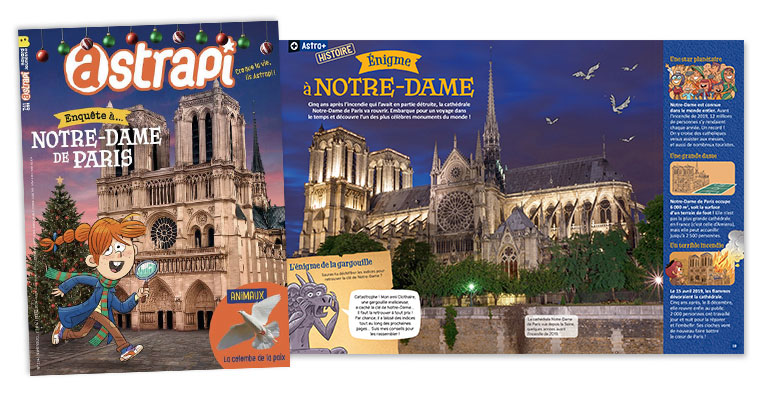 Couverture du magazine Astrapi n° 1047 du 1er décembre 2024 + Article : Enigme à Notre-Dame.