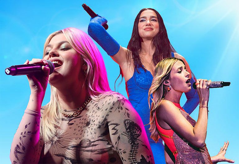 Louane, Dua Lipa, Angèle. Les stars préférées des ados, article extrait du magazine Okapi n°1193, 1er février 2024. Photo : Pariente/NMA2021/Sipa - Richard Nicholson/Shutterstock/Sipa - Chang Martin/Sipa.