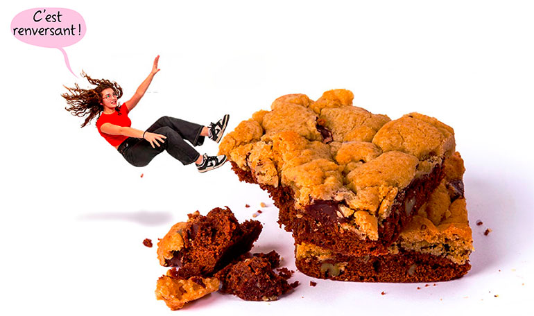 Recette du brookie. Trois goûters giga gourmands ! - Mi-brownie, mi-cookie", Okapi n°1196, 15 mars 2024. © Photos : Patrice Eglin.