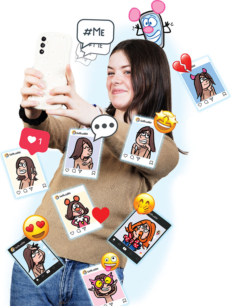 Selfie addict ? Les conseils d'Okapi : attention aux données personnelles que tu partages. Elles peuvent être revendues à des entreprises.
