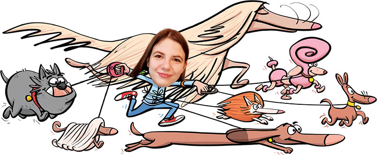 Chloé s'occupe des animaux au Club Jeunes de la SPA. J'ai décidé d'agir !, article extrait du magazine Okapi n°1199, 1er mai 2024. Illustration : Mauro Mazzari. Photos : DR
