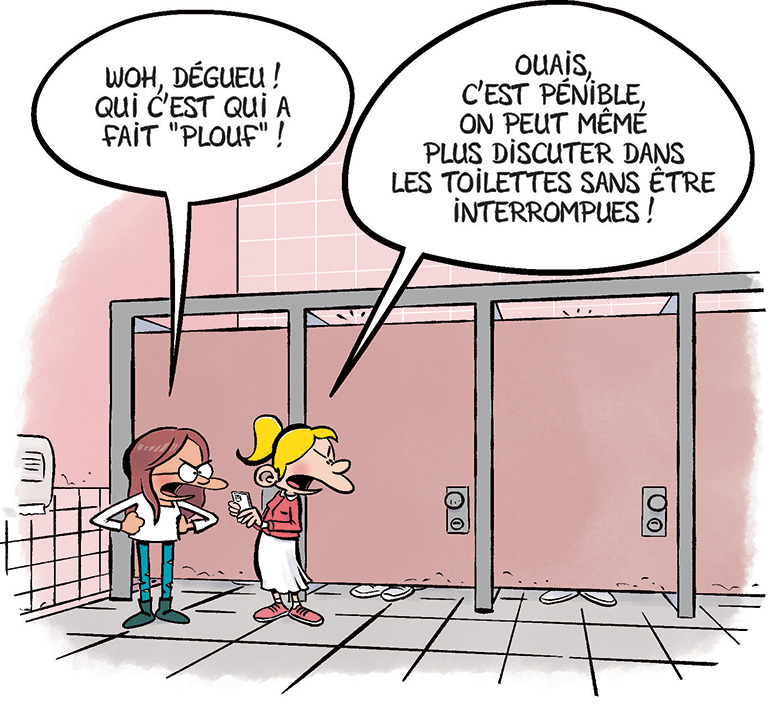 25 % des filles confient à Okapi qu’elles se réunissent aux toilettes pour discuter et partager des secrets. 30 % y trouvent un refuge pour être à l’abri des surveillants et 15 % pour s’isoler des autres. Source : sondage Okapi, 2024.