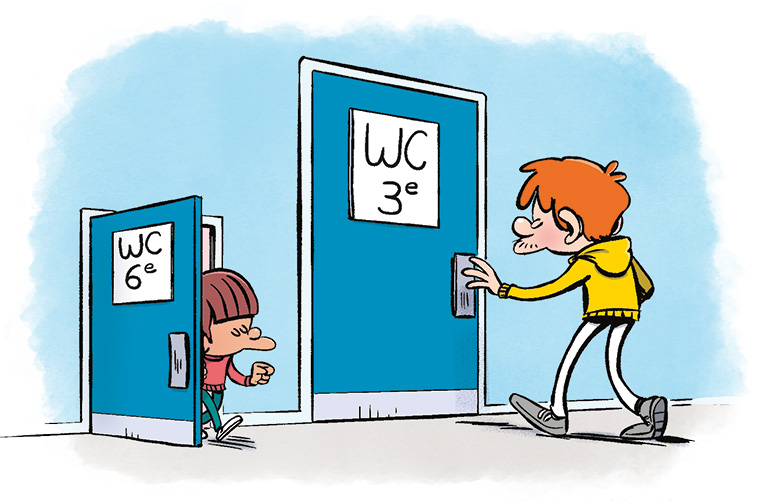 Certains ados aimeraient qu'il y ait des toilettes séparées au collège : les filles d’un côté, les garçons de l’autre. Mais aussi les élèves de 6e et 5e d’une part, ceux de 4e et 3e d’autre part.