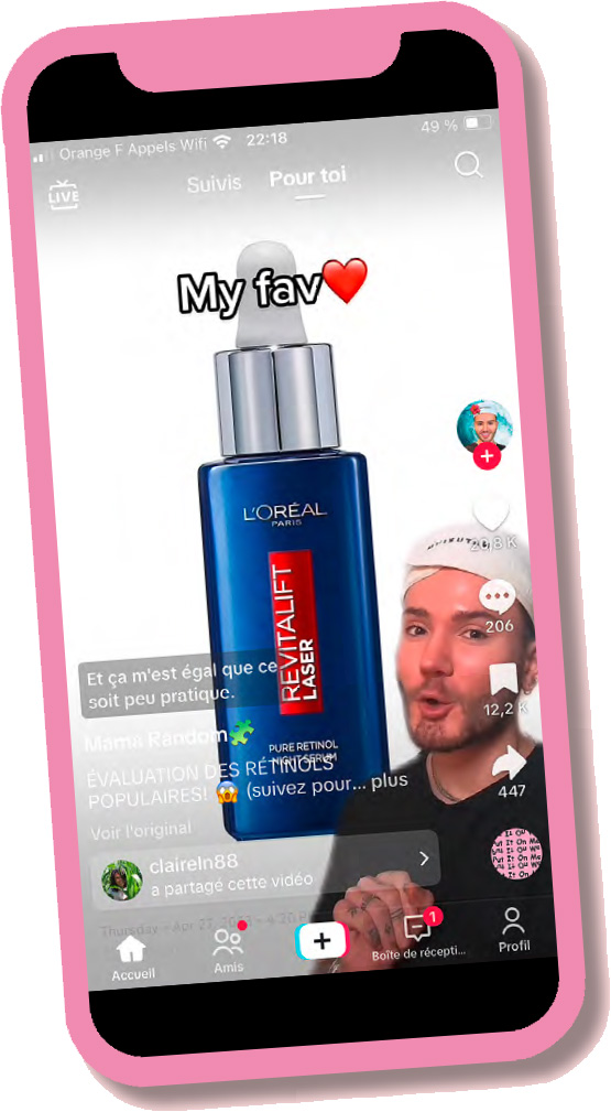 Le rétinol/TikTok Le concept : utiliser du rétinol, un anti-âge très puissant.