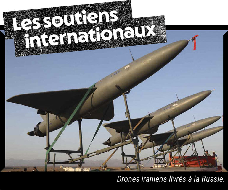 Drones iraniens livrés à la Russie.