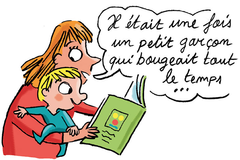 Les activités enveloppantes peuvent aider l'enfant surexcité à retrouver le calme. Au secours, mon petit ne tient pas en place !, extrait du supplément pour les parents du magazine Popi n°451, mars 2024. Illustration : Peter Elliott.