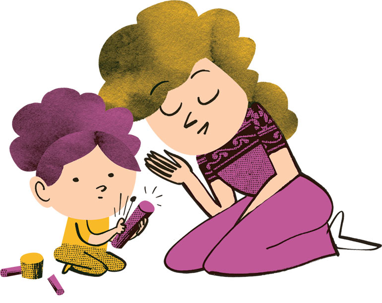 Éveil musical : faire découvrir les sons à son tout-petit… en le laissant aller à son rythme. Popi n °466. Illustration : Jean-Louis Cornalba.