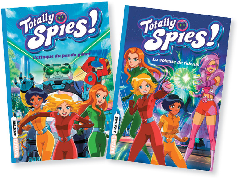 Romans Totally Spies : L’attaque du panda géant, tome 1, et La voleuse de talents, tome 2.