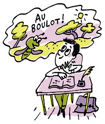 Enfant, Marcel Pagnol a trouvé LA technique pour survivre : il se répète des mots magiques comme “pinèdes”, “collines”, “cigales”…
“Le classique sans prise de tête : La Gloire de mon père”, Je bouquine n°482, avril 2024. Texte : Laureline Dubuy. Illustrations : Marion Puech.