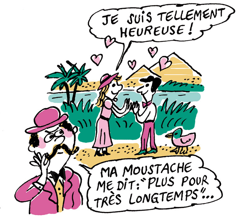 Linnet Ridgeway est avec Simon Doyle, son mari, en lune de miel en Égypte. Le célèbre détective Hercule Poirot les repère : ce Mr Doyle lui dit quelque chose… “Le classique sans prise de tête : Mort sur le Nil”, Je bouquine n°483, mai 2024. Illustrations : Marion Puech.