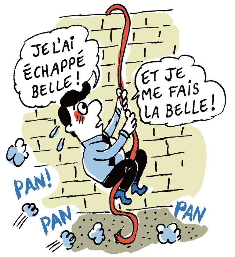 Gerbier échappe aux balles et s’évade de nouveau ! “Le classique sans prise de tête : L’armée des ombres”, Je bouquine n°484, juin 2024. Illustrations : Marion Puech.