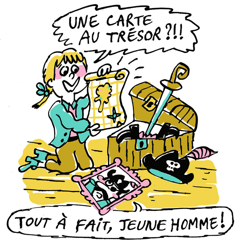 Jim découvre, au fond d’une grosse malle, une carte au trésor. Le classique sans prise de tête : L’île au trésor”, Je bouquine n°485, juillet 2024.