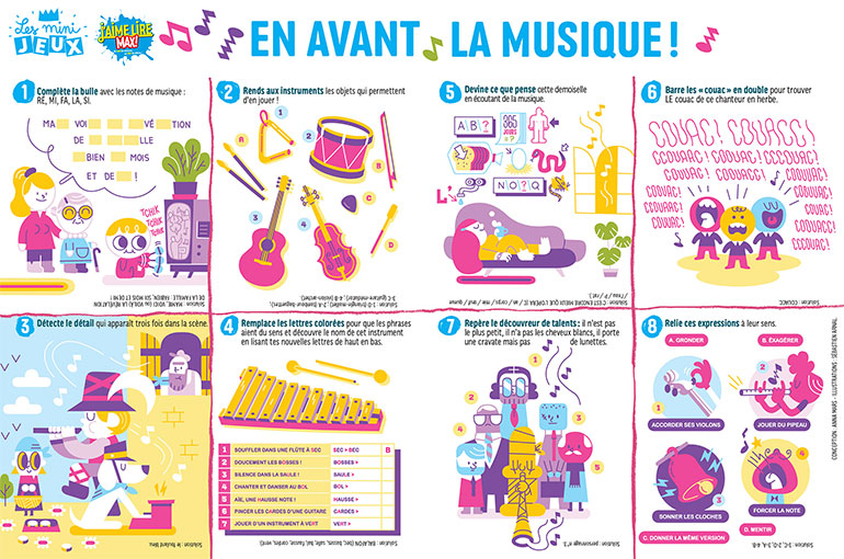 Des jeux de lettres pour les bons lecteurs : jeux “En avant la musique !” sur le site du magazine J'aime lire.