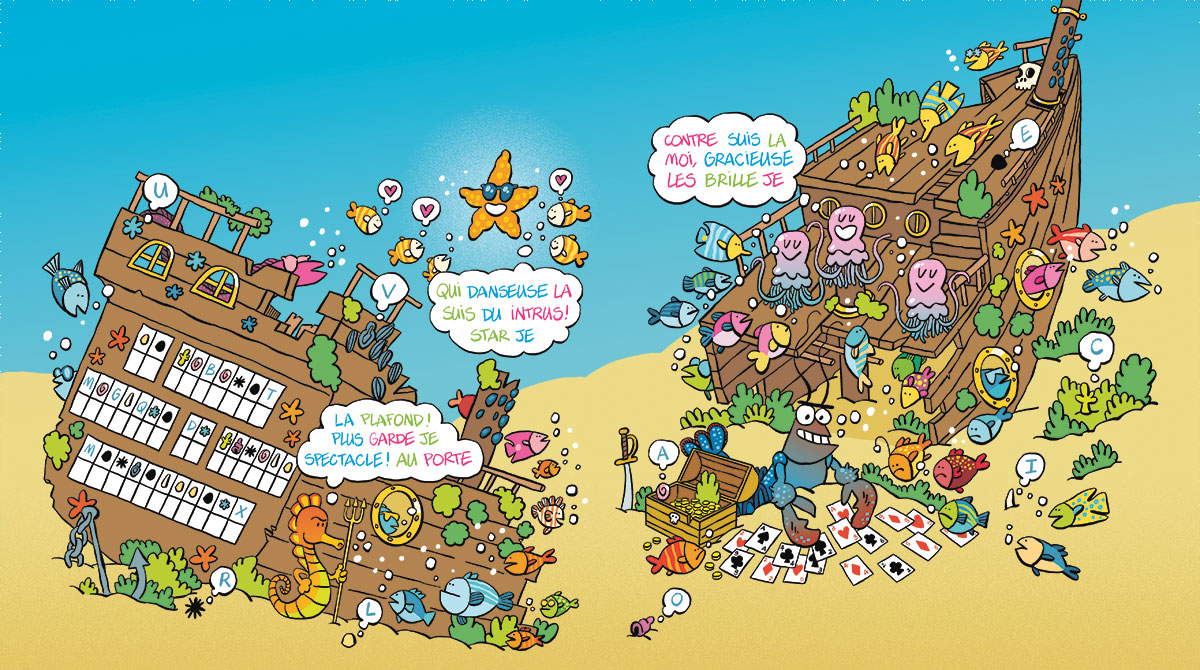 Bloub, bloub… Bienvenue au fond de la mer pour des jeux de décodage, d'observation et de logique au milieu de drôles de poissons.
