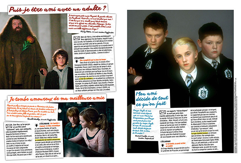 “L’amitié, c’est magique comme dans Harry Potter !”, article extrait du magazine Okapi n°1159, 1er juillet 2022. © Collection Christophel © Warner Bros. Heyday Films Harry Potter et le prisonnier d’Azkaban de Alfonso Cuarón 2004 USA - Harry Potter et les reliques de la mort première partie 2010 real. David Yates collection Christophel © Warner Bros. Heyday Films - Harry Potter à l’école des sorciers, collection Christophel © Warner Bros. Heyday Films.